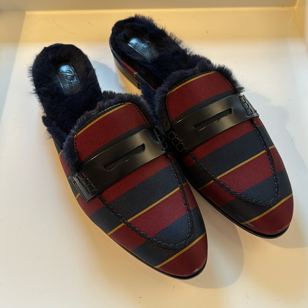 J.Crew cozy lined striped mules- never worn!